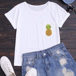 White pineapple logo t-shirt